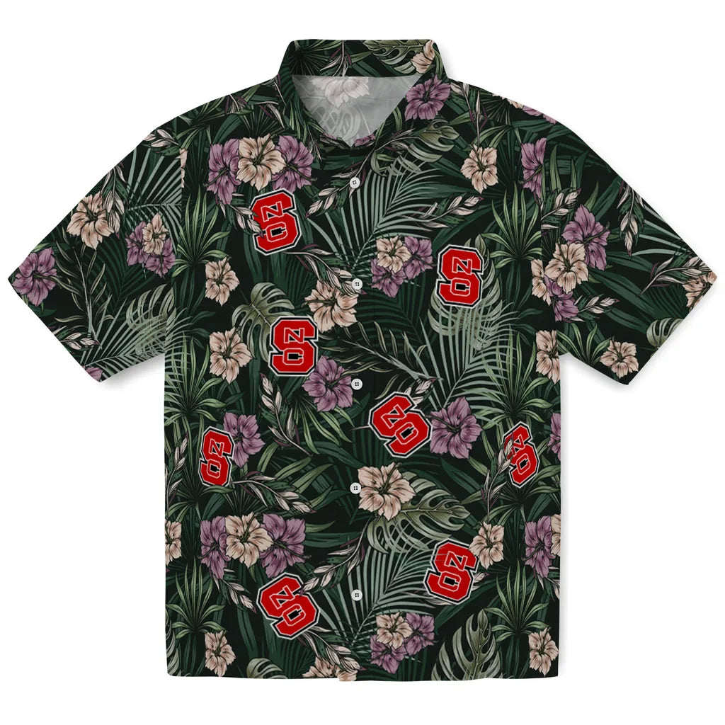 NC State Wolfpack Hawaiian Shirt - Hibiscus Leaves Pattern | Hula Hawaiian Shirts