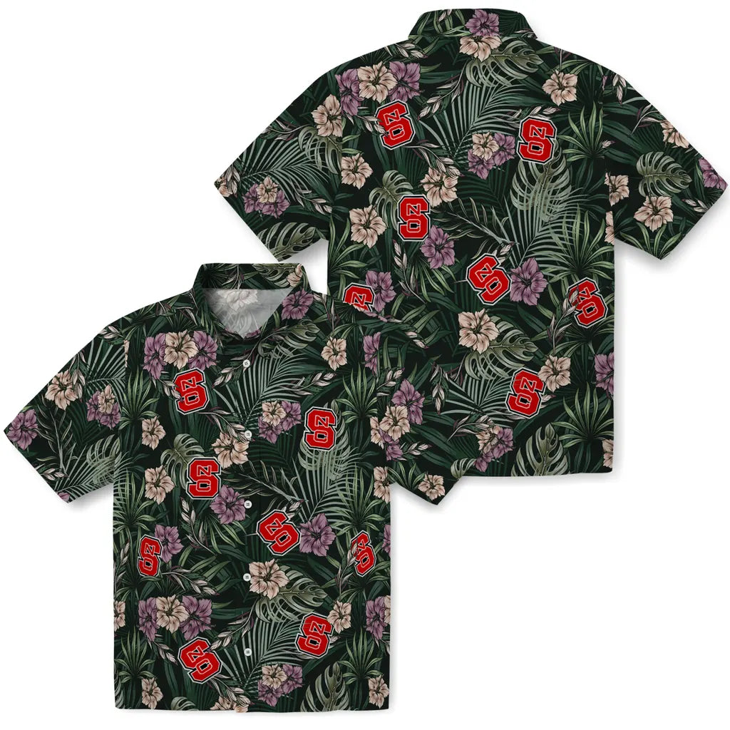 NC State Wolfpack Hawaiian Shirt - Hibiscus Leaves Pattern | Hula Hawaiian Shirts