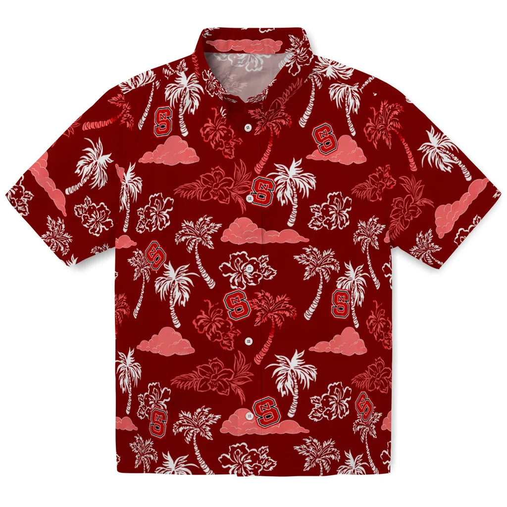 NC State Wolfpack Hawaiian Shirt - Palm And Clouds | Hula Hawaiian Shirts