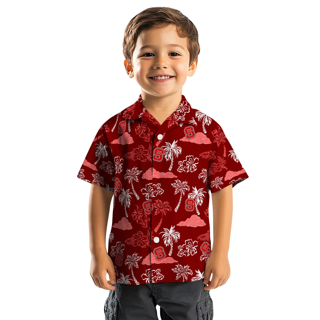 NC State Wolfpack Hawaiian Shirt - Palm And Clouds | Hula Hawaiian Shirts