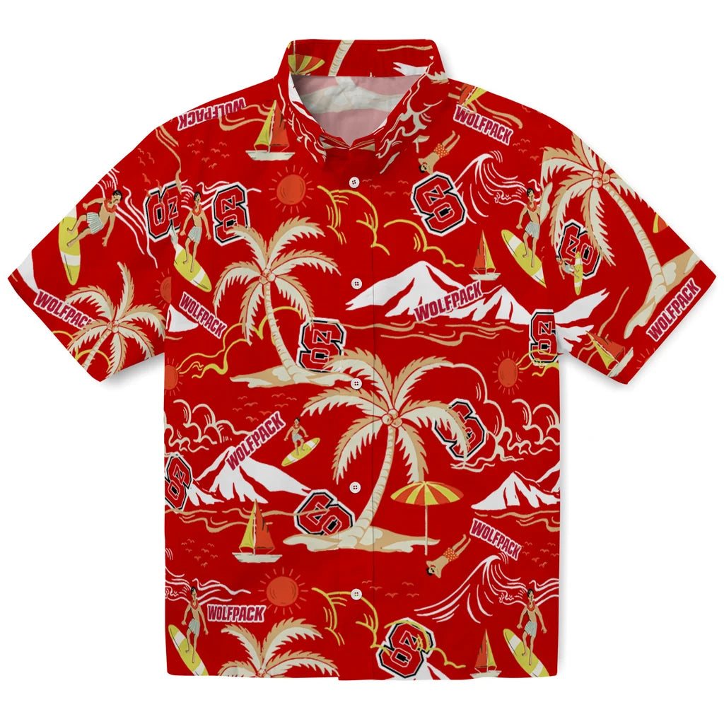 NC State Wolfpack Hawaiian Shirt - Palm Tree Island | Hula Hawaiian Shirts