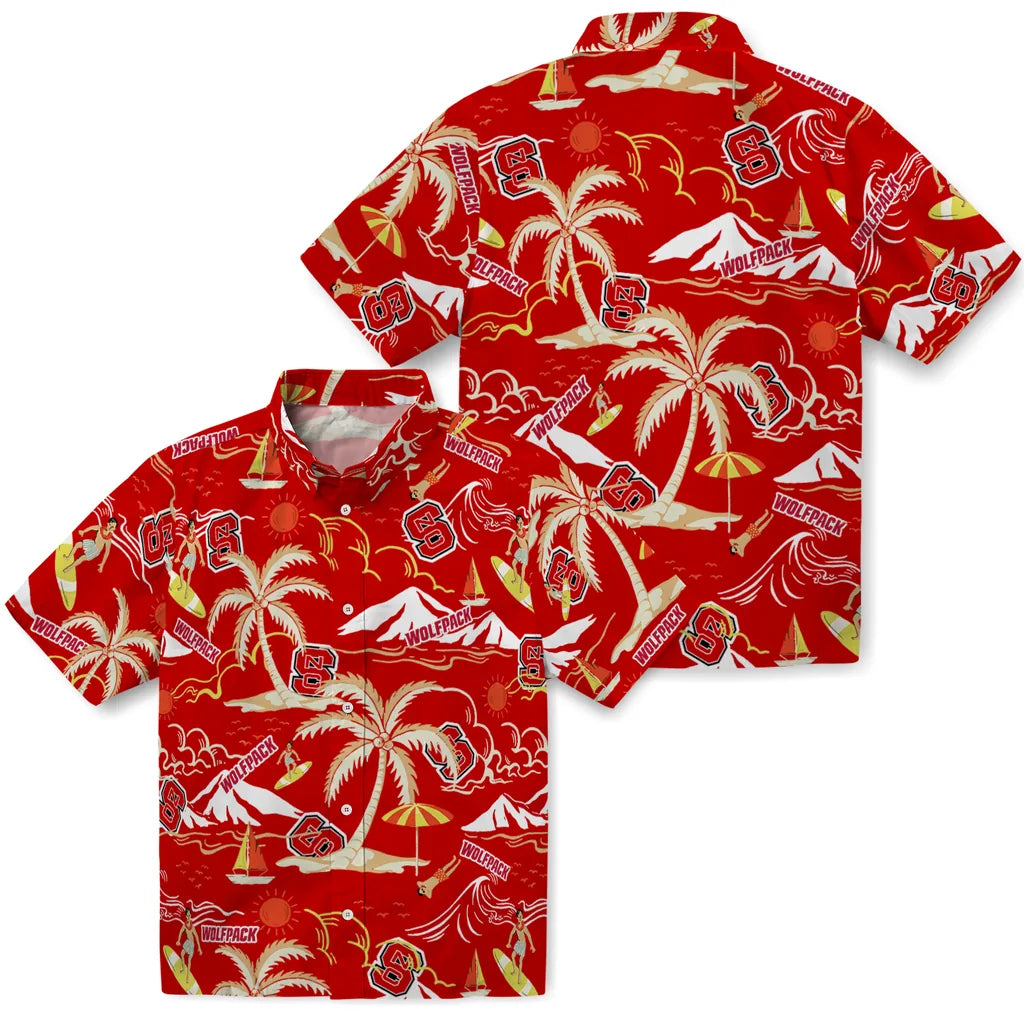 NC State Wolfpack Hawaiian Shirt - Palm Tree Island | Hula Hawaiian Shirts