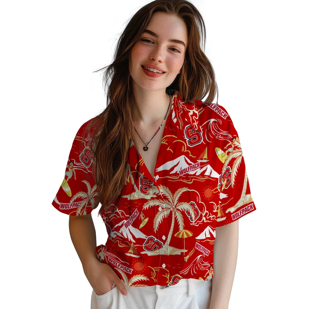 NC State Wolfpack Hawaiian Shirt - Palm Tree Island | Hula Hawaiian Shirts
