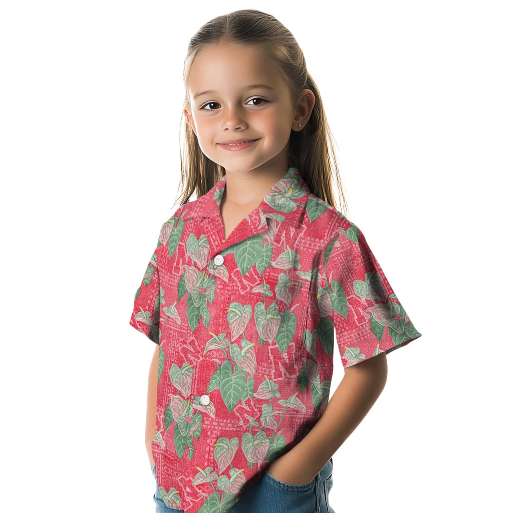 Nebraska Cornhuskers Hawaiian Shirt - Anthurium Overlay | Hula Hawaiian Shirts