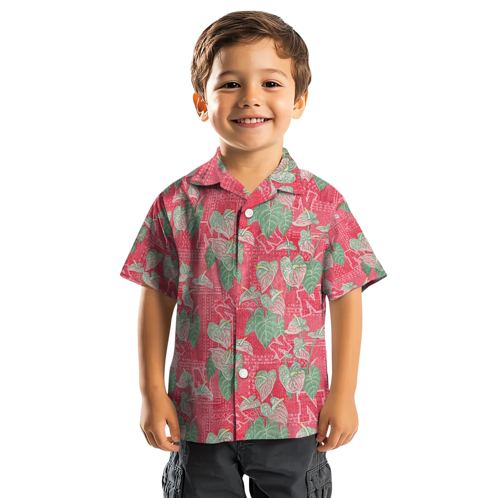 Nebraska Cornhuskers Hawaiian Shirt - Anthurium Overlay | Hula Hawaiian Shirts
