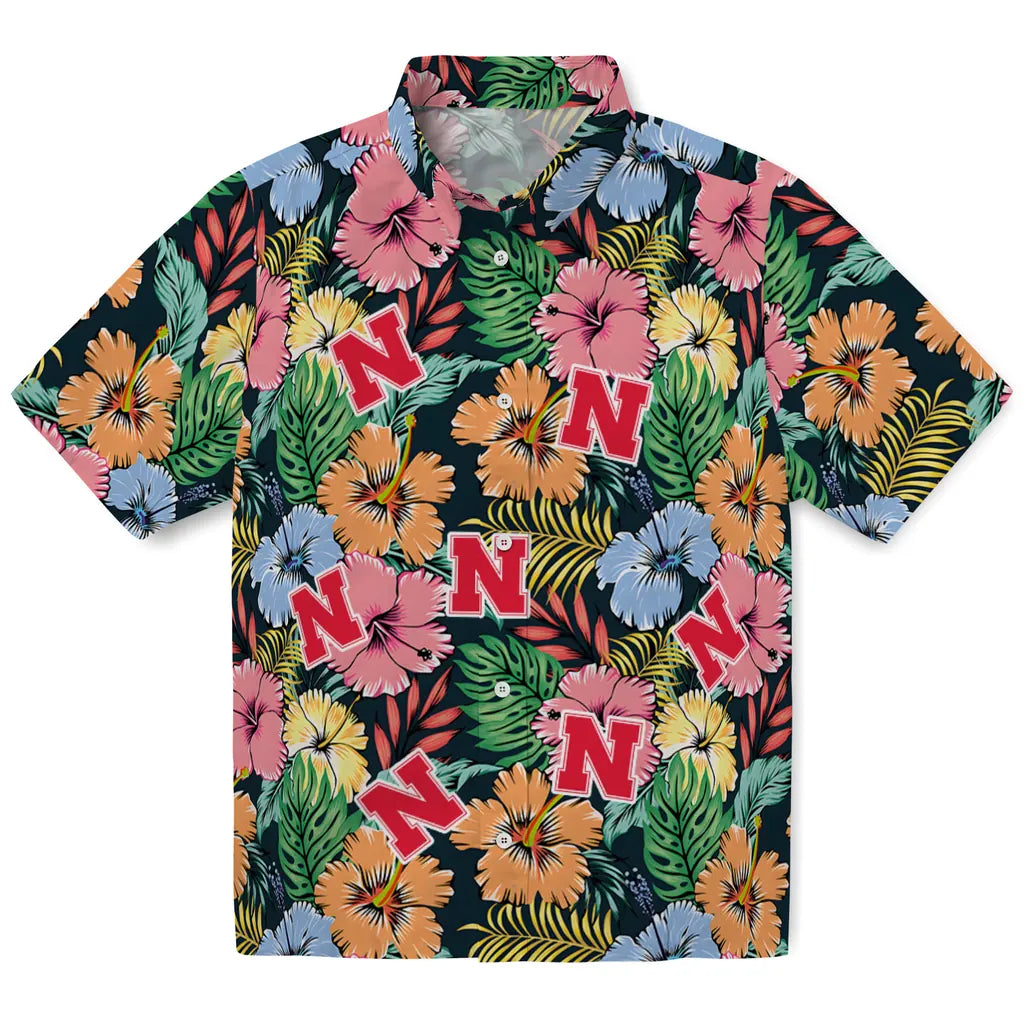 Nebraska Cornhuskers Hawaiian Shirt - Brilliant Hibiscus Garden | Hula Hawaiian Shirts