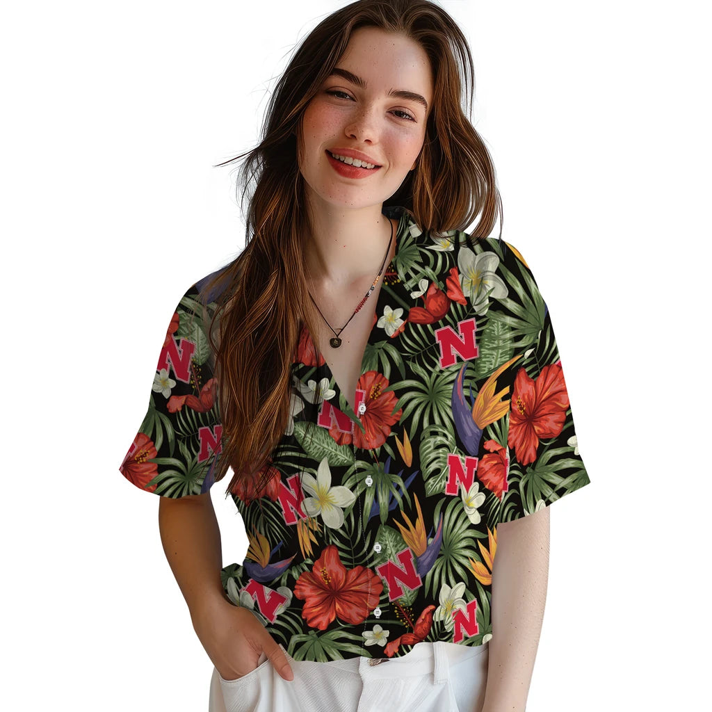 Nebraska Cornhuskers Hawaiian Shirt - Hawaii Floral Hibiscus | Hula Hawaiian Shirts