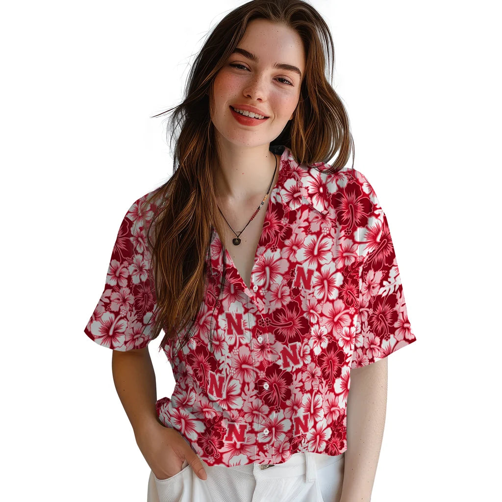 Nebraska Cornhuskers Hawaiian Shirt - Hibiscus Blooms | Hula Hawaiian Shirts