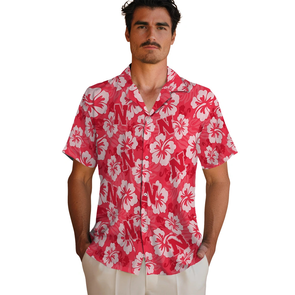 Nebraska Cornhuskers Hawaiian Shirt - Hibiscus Cluster | Hula Hawaiian Shirts