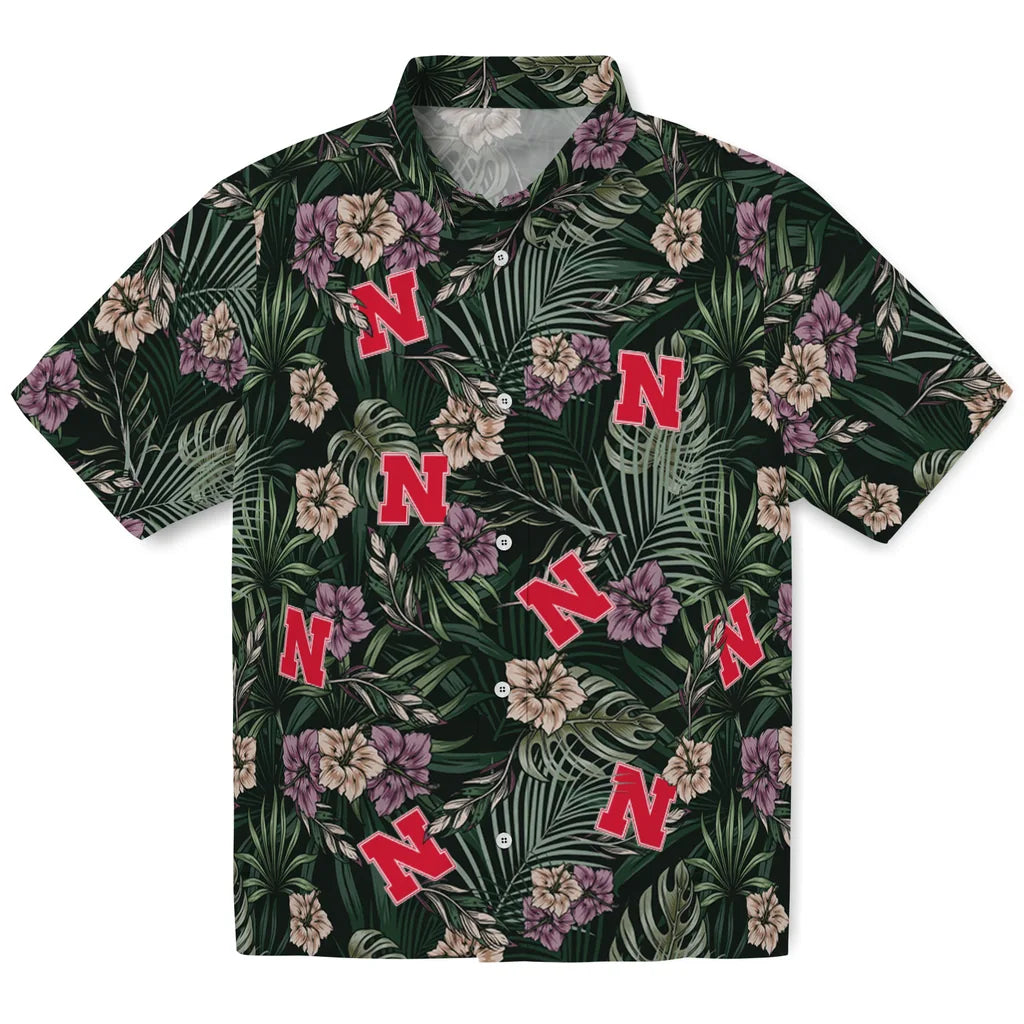 Nebraska Cornhuskers Hawaiian Shirt - Hibiscus Leaves Pattern | Hula Hawaiian Shirts