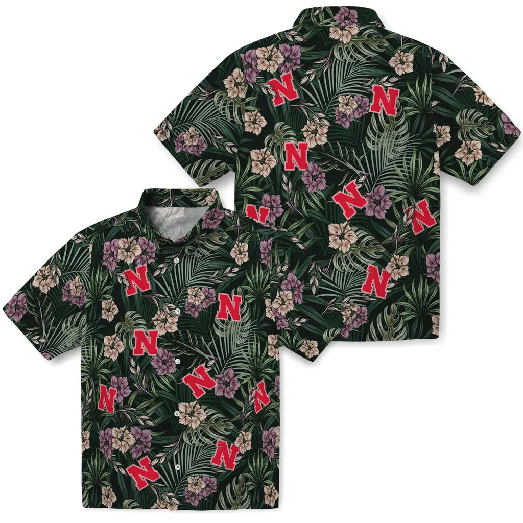 Nebraska Cornhuskers Hawaiian Shirt - Hibiscus Leaves Pattern | Hula Hawaiian Shirts
