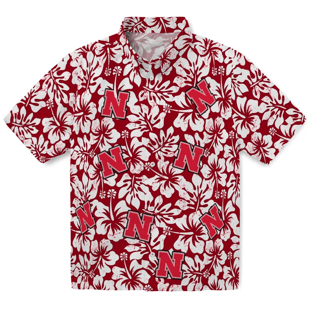 Nebraska Cornhuskers Hawaiian Shirt - Hibiscus Motif | Hula Hawaiian Shirts