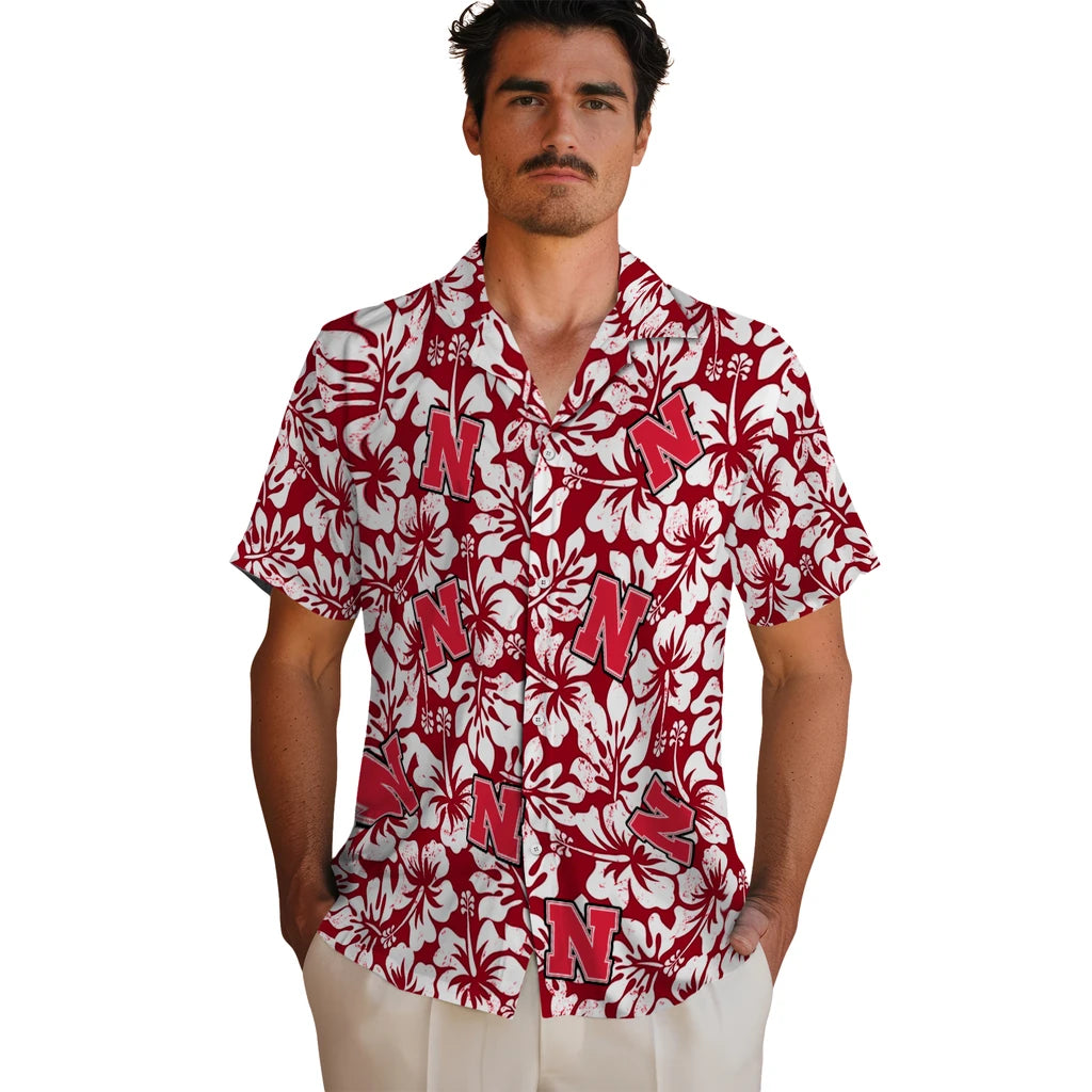 Nebraska Cornhuskers Hawaiian Shirt - Hibiscus Motif | Hula Hawaiian Shirts