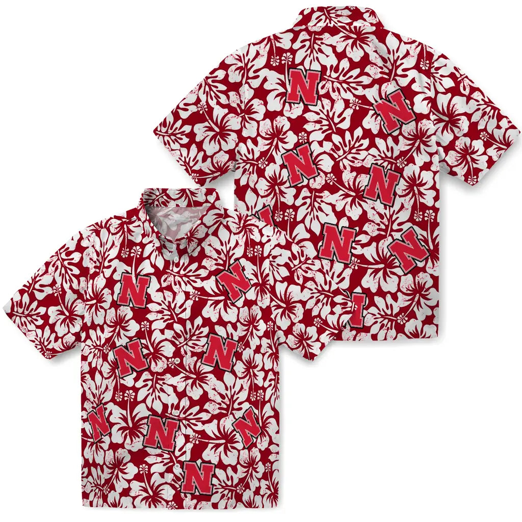 Nebraska Cornhuskers Hawaiian Shirt - Hibiscus Motif | Hula Hawaiian Shirts