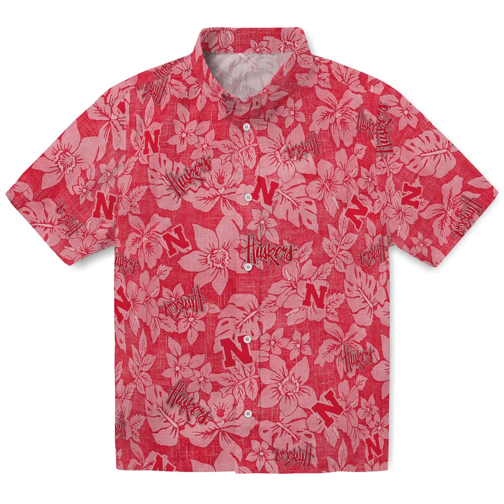 Nebraska Cornhuskers Hawaiian Shirt - Hibiscus Oasis | Hula Hawaiian Shirts