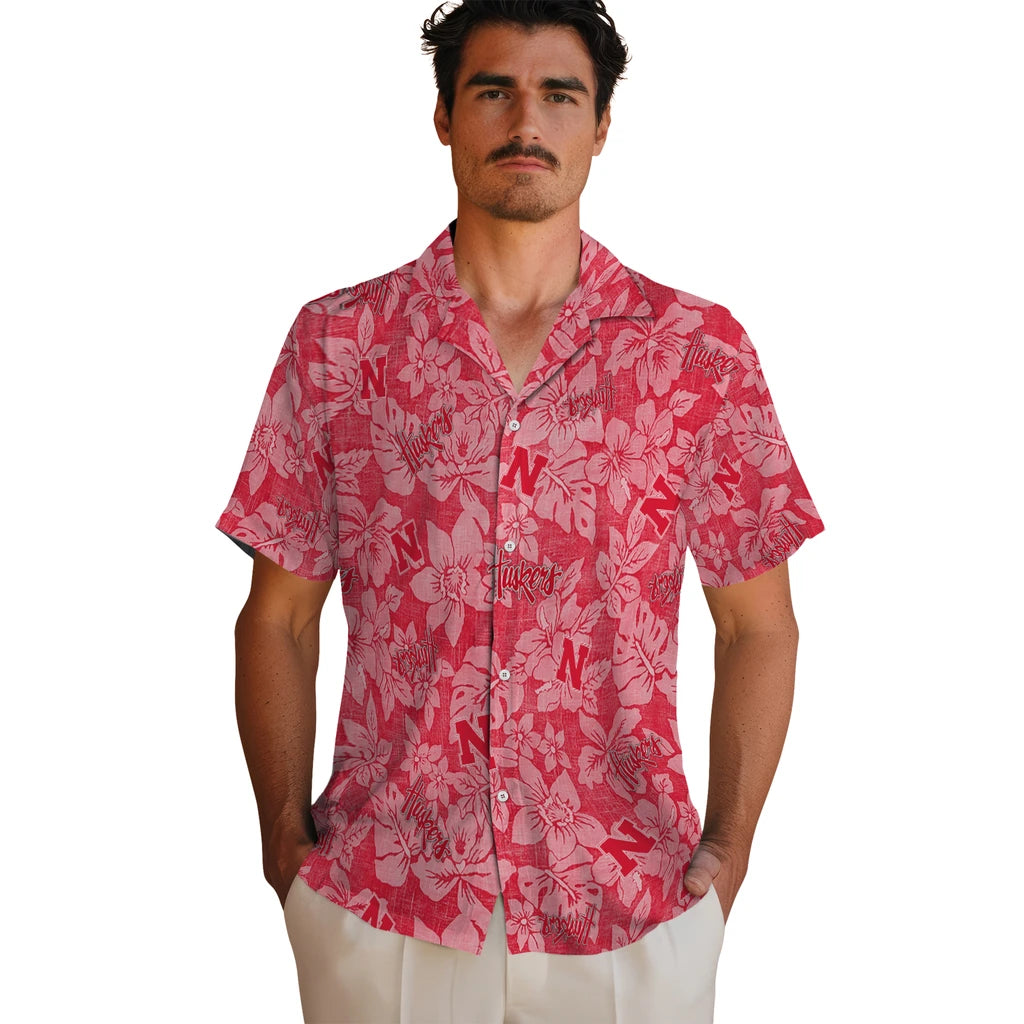 Nebraska Cornhuskers Hawaiian Shirt - Hibiscus Oasis | Hula Hawaiian Shirts