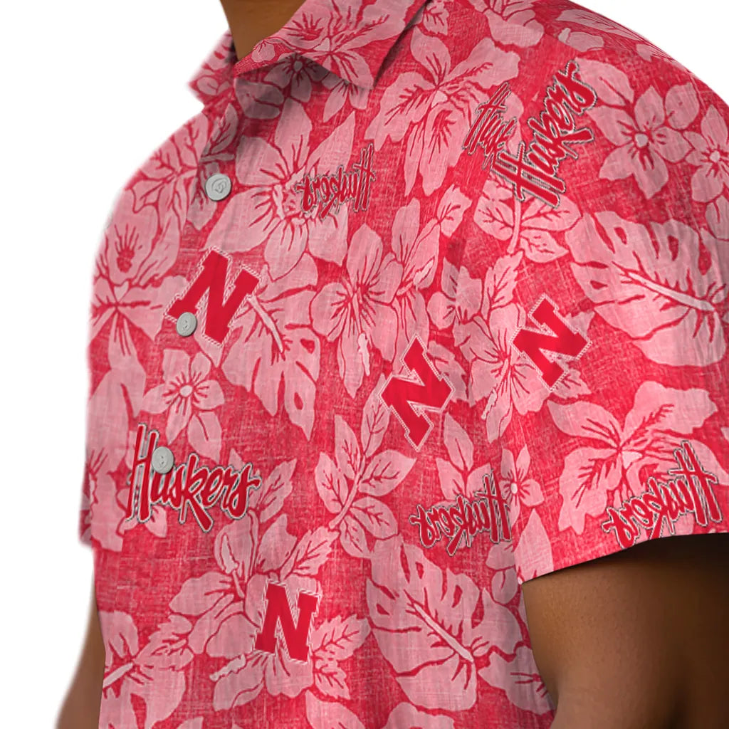 Nebraska Cornhuskers Hawaiian Shirt - Hibiscus Oasis | Hula Hawaiian Shirts