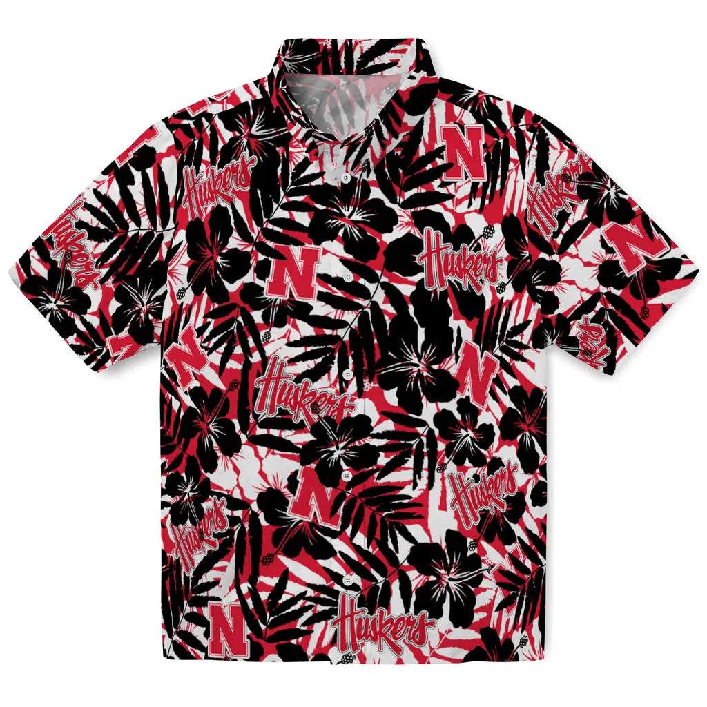 Nebraska Cornhuskers Hawaiian Shirt - Hibiscus Overlay | Hula Hawaiian Shirts