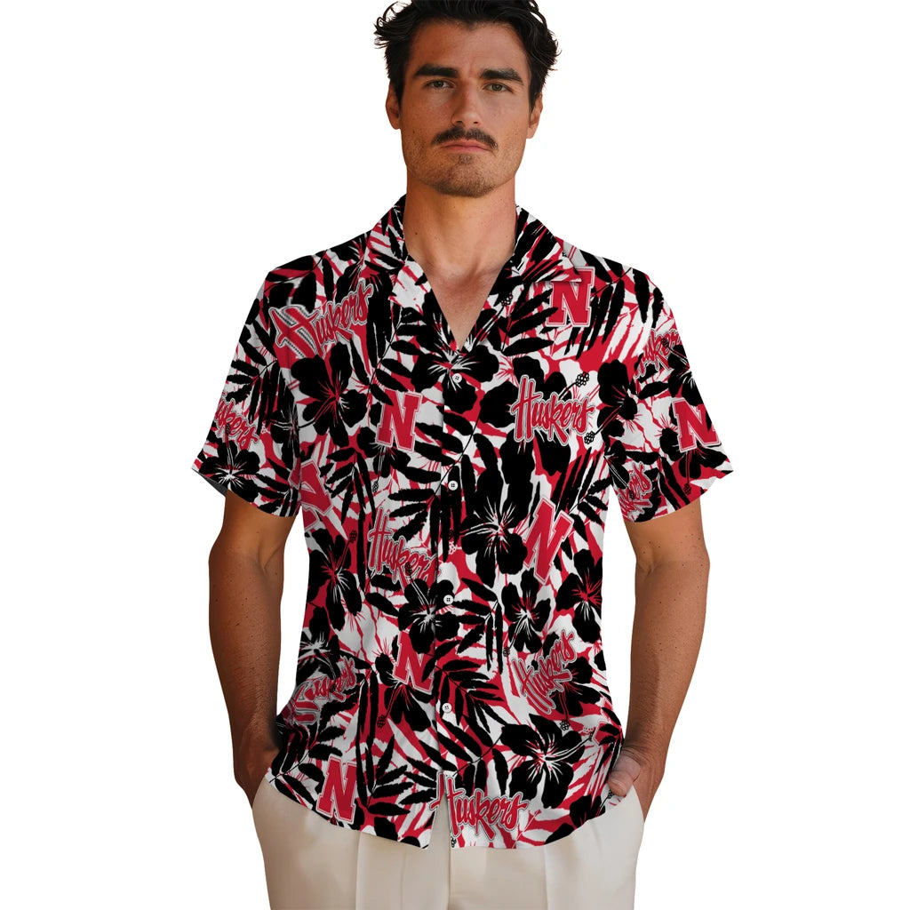 Nebraska Cornhuskers Hawaiian Shirt - Hibiscus Overlay | Hula Hawaiian Shirts