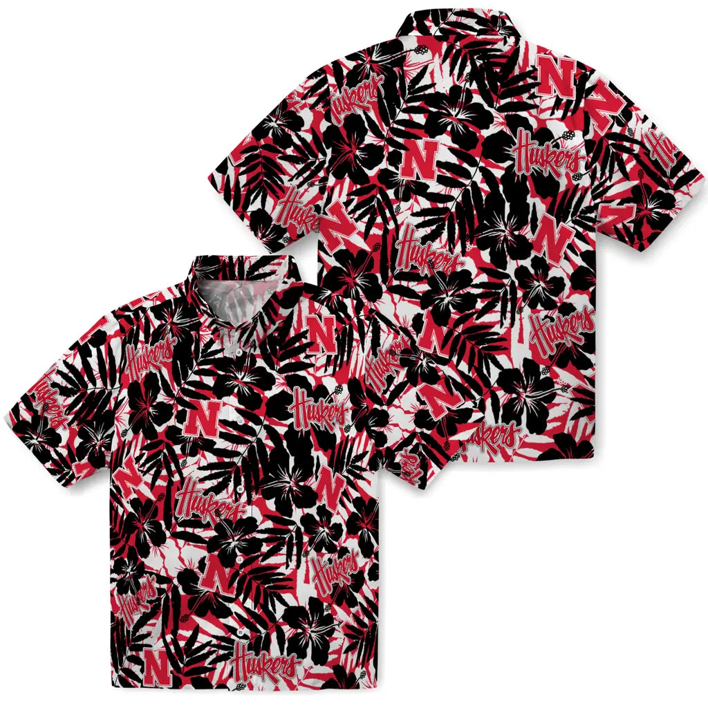 Nebraska Cornhuskers Hawaiian Shirt - Hibiscus Overlay | Hula Hawaiian Shirts