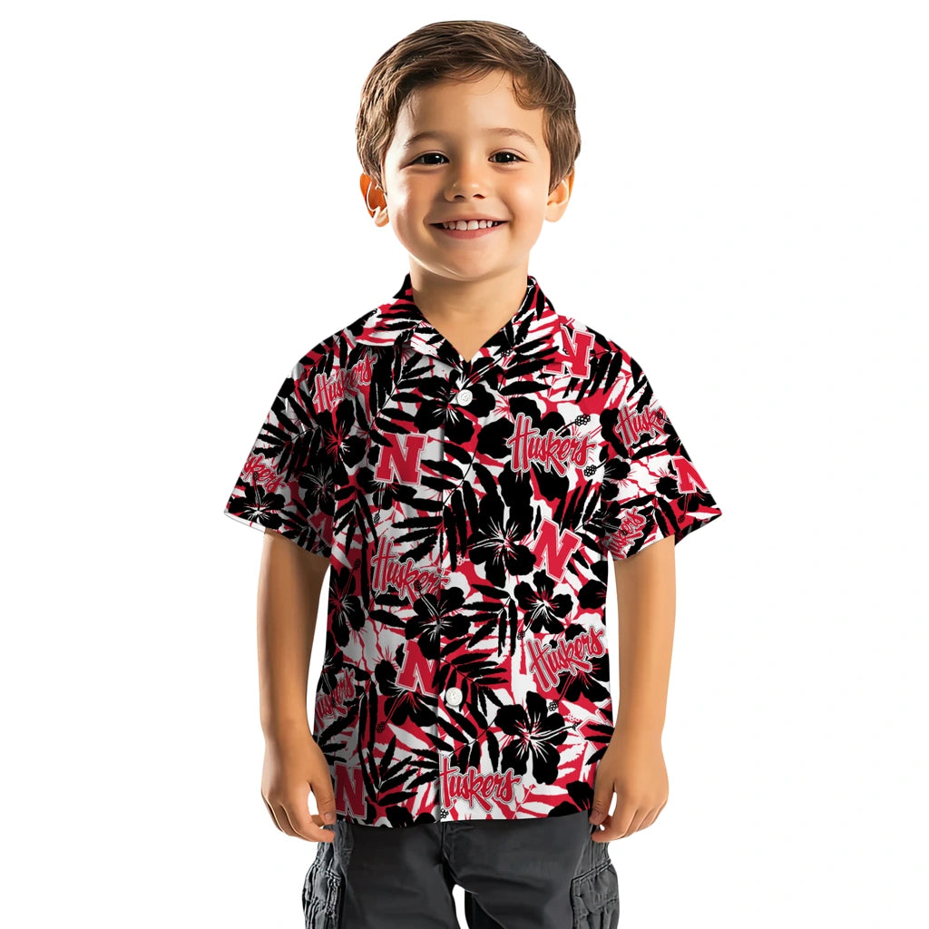 Nebraska Cornhuskers Hawaiian Shirt - Hibiscus Overlay | Hula Hawaiian Shirts