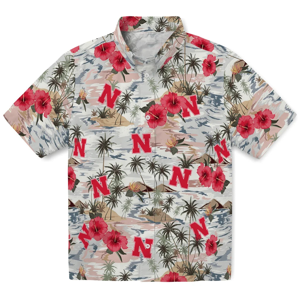 Nebraska Cornhuskers Hawaiian Shirt - Hibiscus Seaside | Hula Hawaiian Shirts