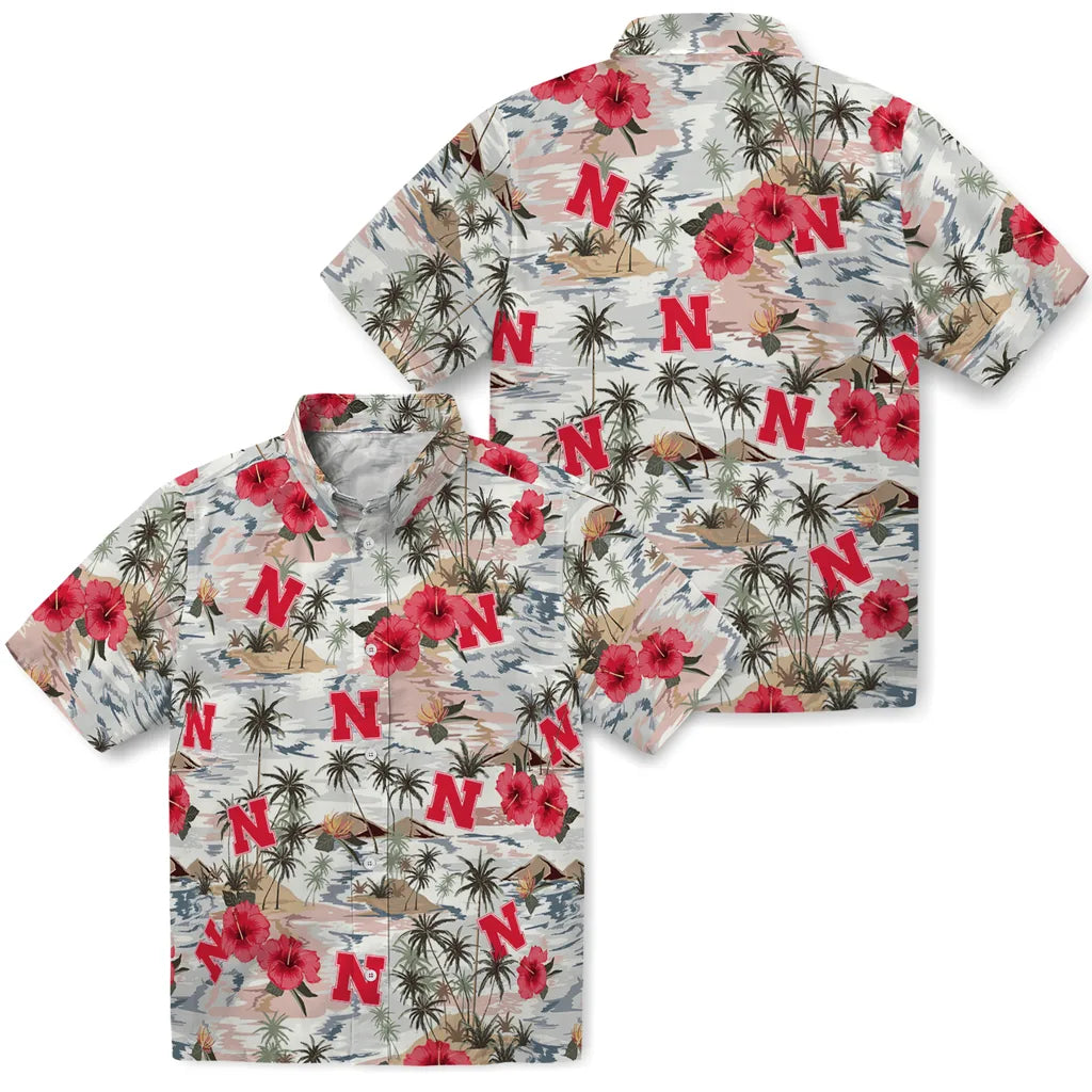 Nebraska Cornhuskers Hawaiian Shirt - Hibiscus Seaside | Hula Hawaiian Shirts