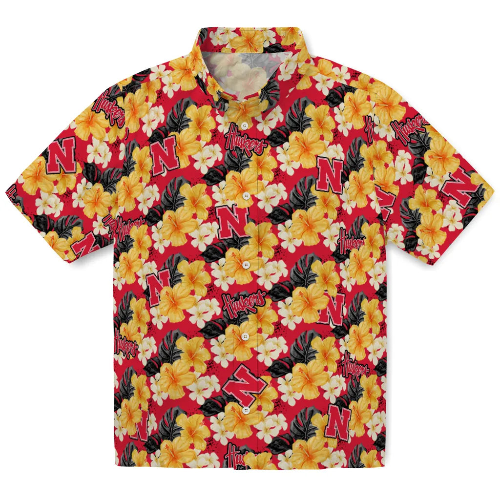 Nebraska Cornhuskers Hawaiian Shirt - Hibiscus Tropics | Hula Hawaiian Shirts