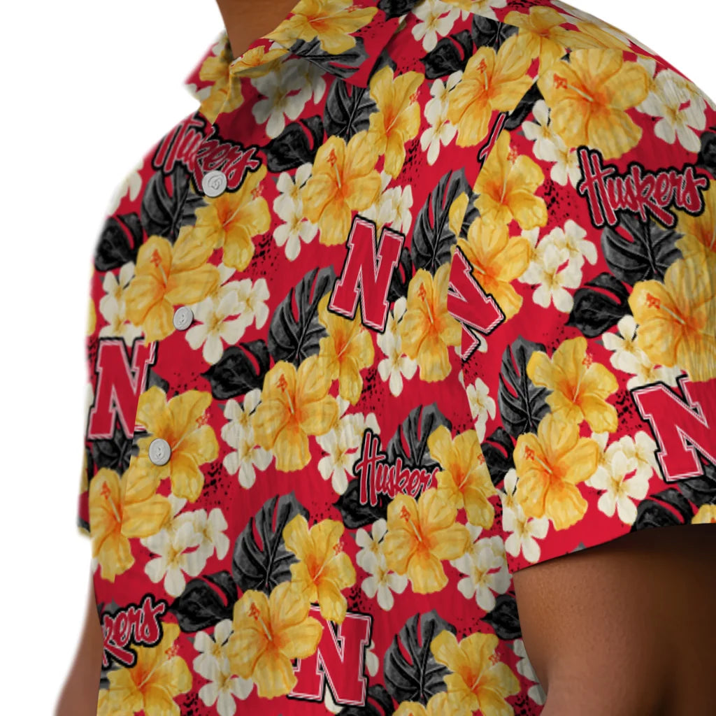 Nebraska Cornhuskers Hawaiian Shirt - Hibiscus Tropics | Hula Hawaiian Shirts