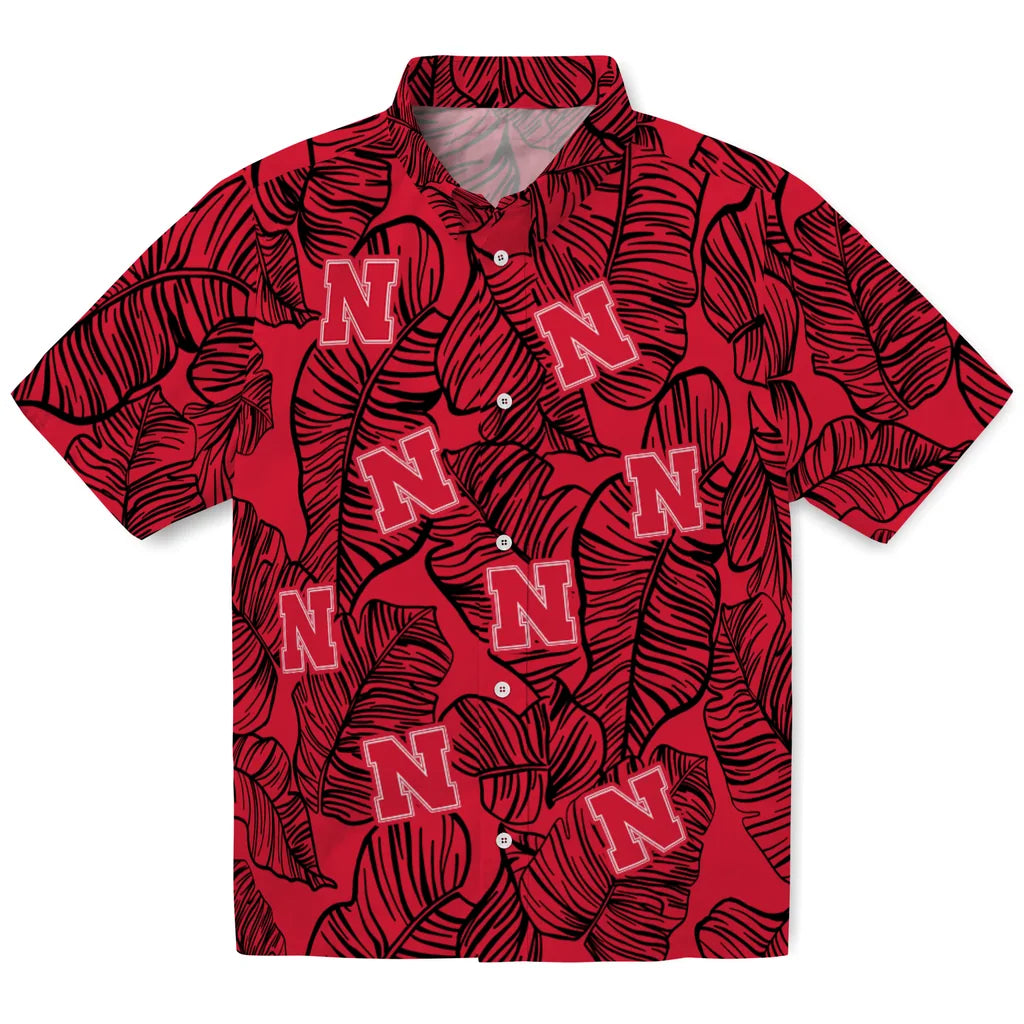 Nebraska Cornhuskers Hawaiian Shirt - Leaf Outline | Hula Hawaiian Shirts