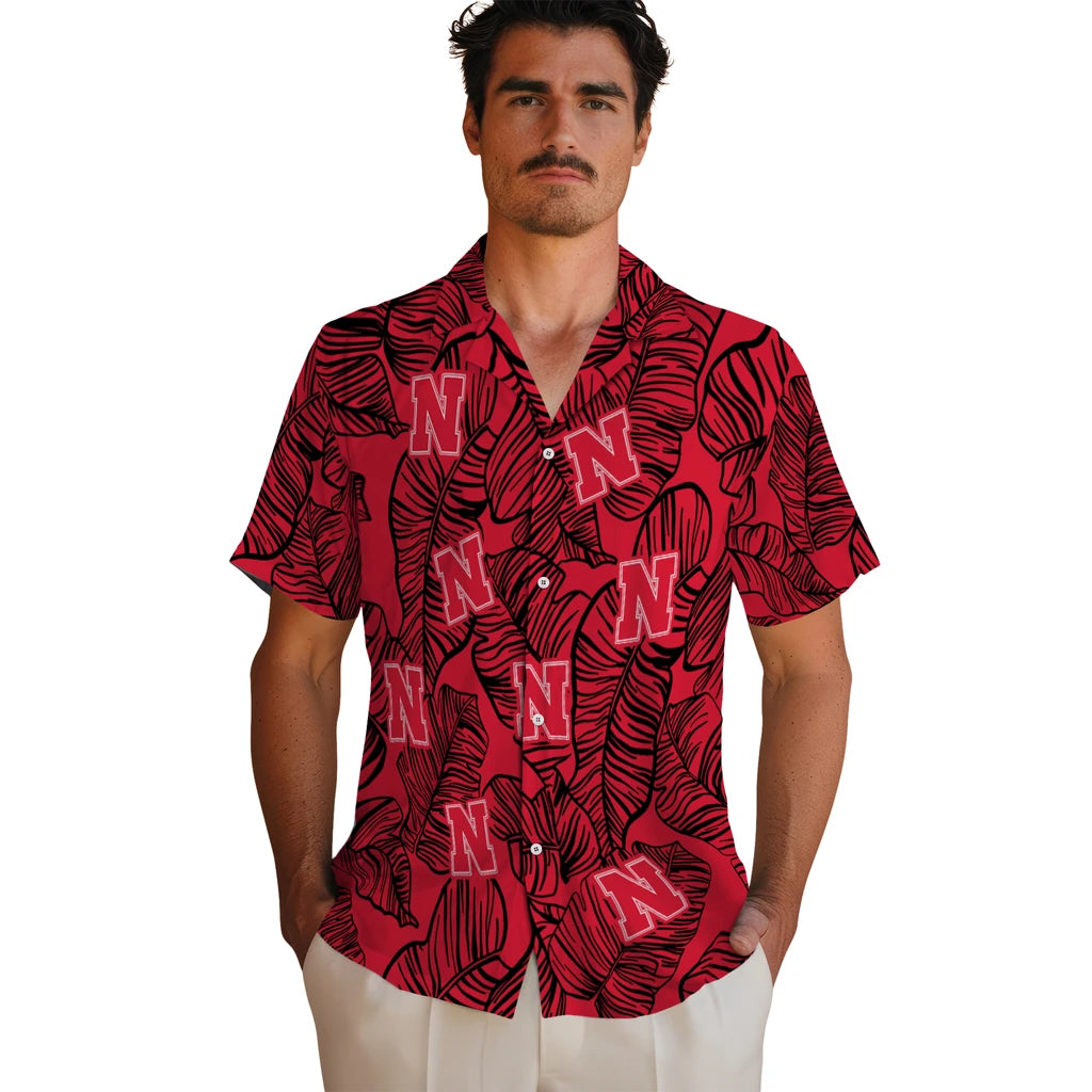 Nebraska Cornhuskers Hawaiian Shirt - Leaf Outline | Hula Hawaiian Shirts