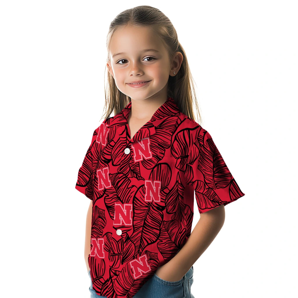 Nebraska Cornhuskers Hawaiian Shirt - Leaf Outline | Hula Hawaiian Shirts