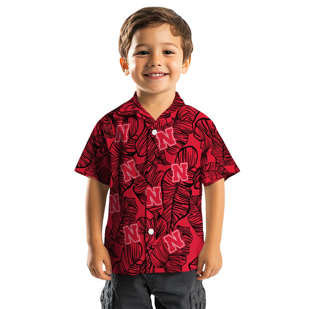 Nebraska Cornhuskers Hawaiian Shirt - Leaf Outline | Hula Hawaiian Shirts