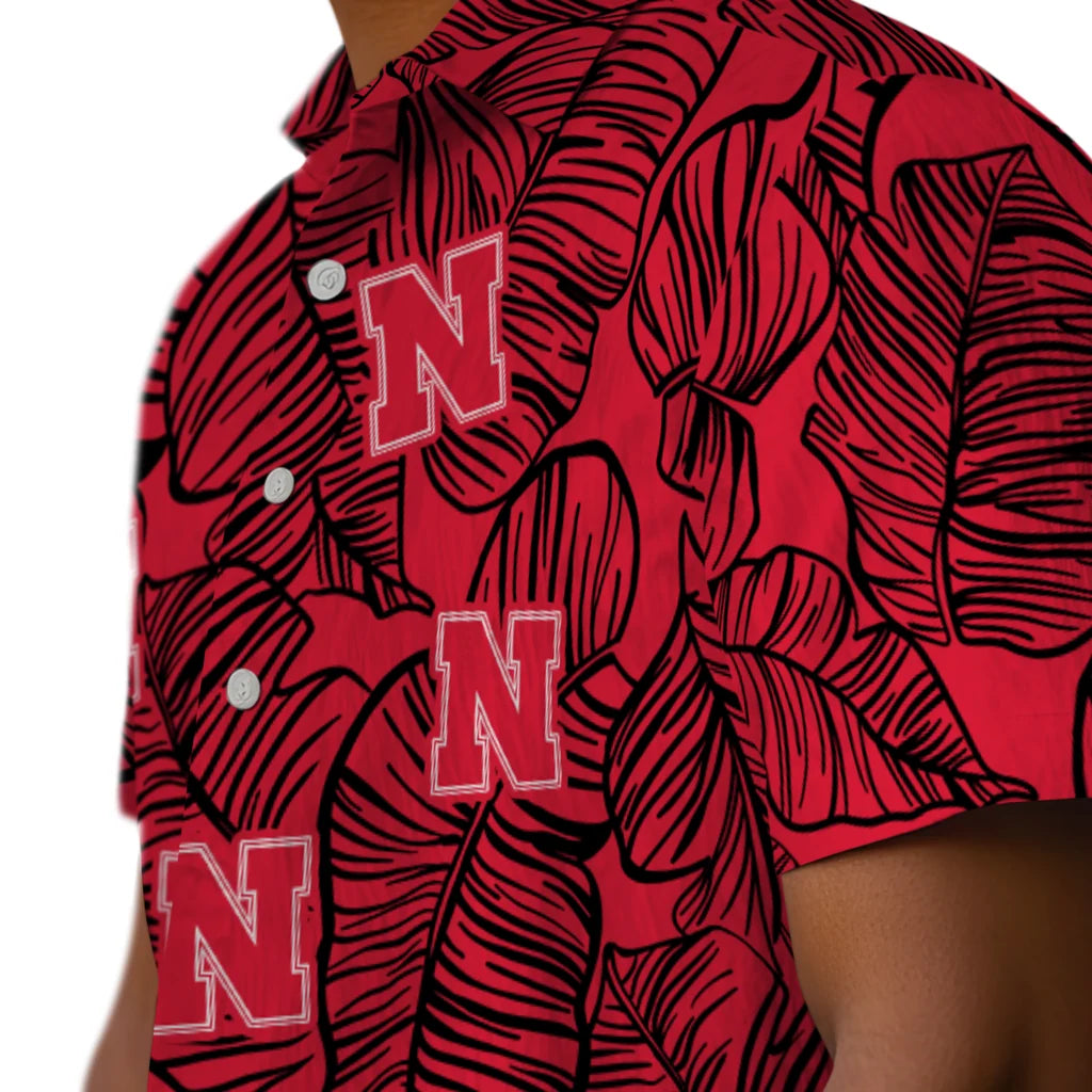 Nebraska Cornhuskers Hawaiian Shirt - Leaf Outline | Hula Hawaiian Shirts