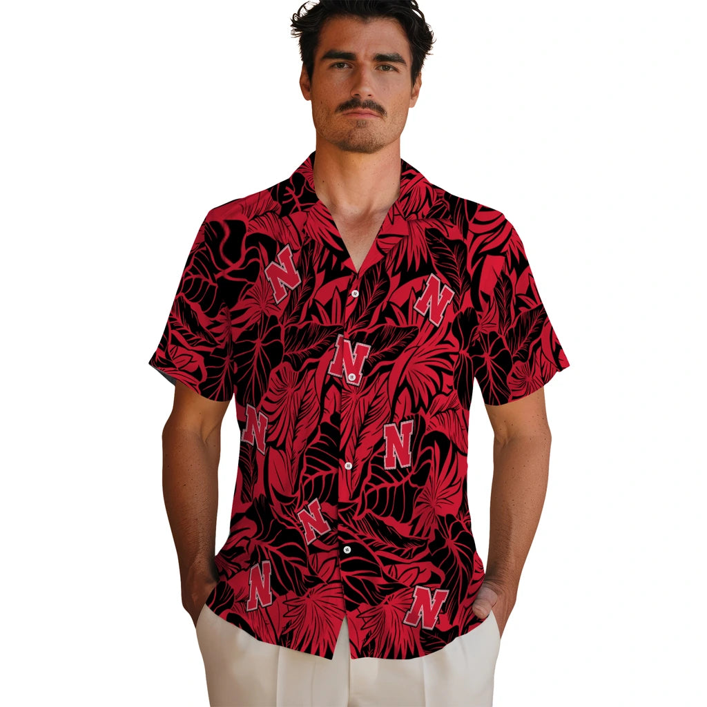 Nebraska Cornhuskers Hawaiian Shirt - Monstera Layer | Hula Hawaiian Shirts