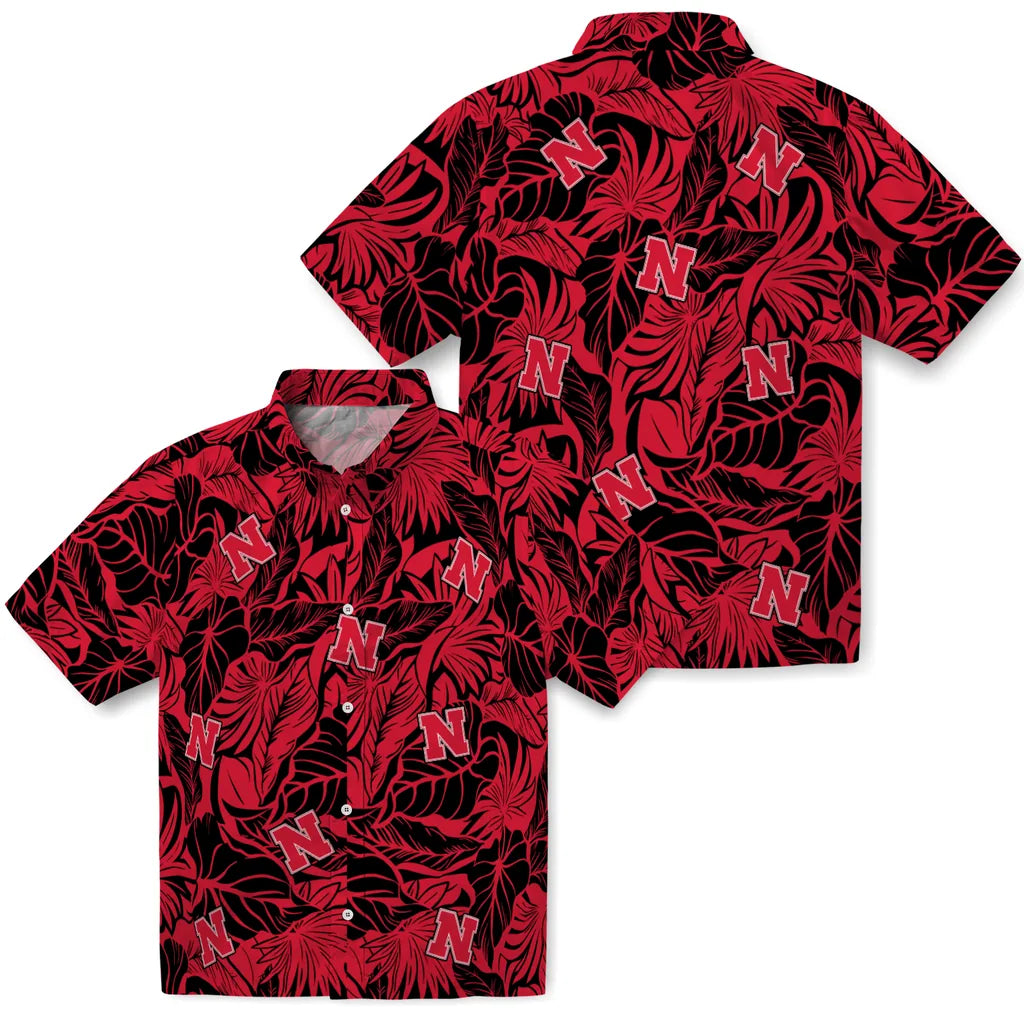 Nebraska Cornhuskers Hawaiian Shirt - Monstera Layer | Hula Hawaiian Shirts