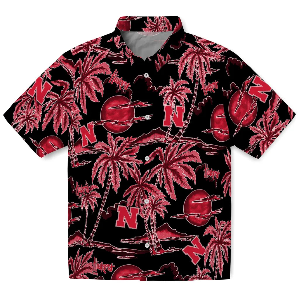 Nebraska Cornhuskers Hawaiian Shirt - Palm Sunset | Hula Hawaiian Shirts