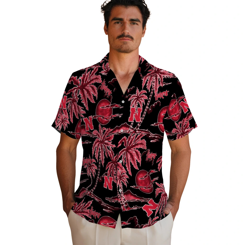 Nebraska Cornhuskers Hawaiian Shirt - Palm Sunset | Hula Hawaiian Shirts