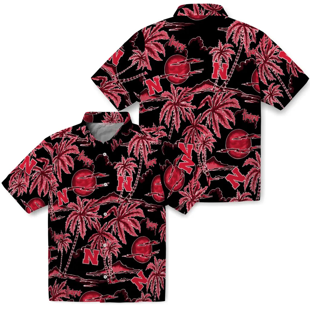 Nebraska Cornhuskers Hawaiian Shirt - Palm Sunset | Hula Hawaiian Shirts