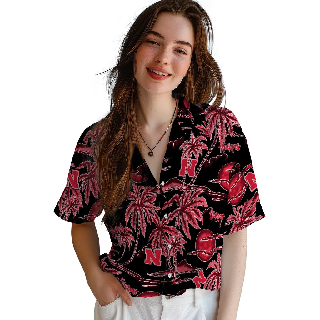 Nebraska Cornhuskers Hawaiian Shirt - Palm Sunset | Hula Hawaiian Shirts