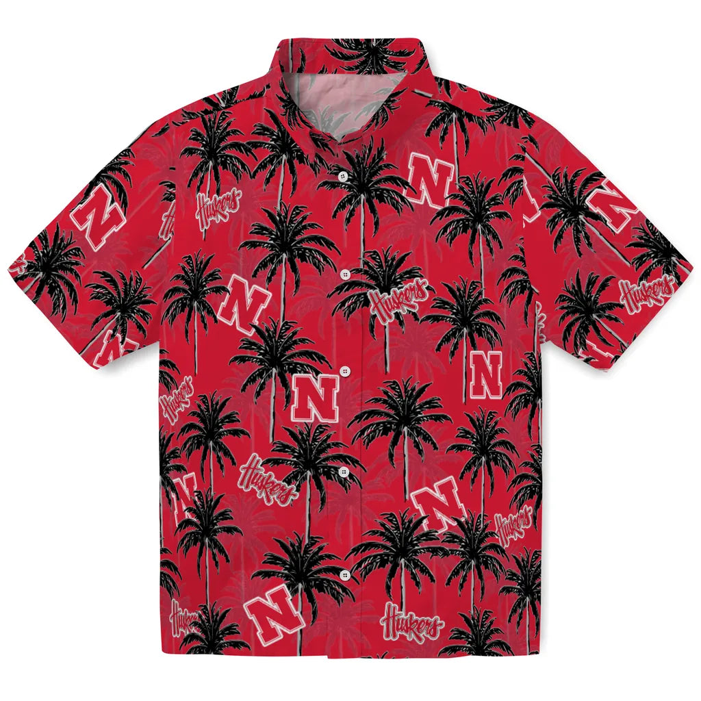 Nebraska Cornhuskers Hawaiian Shirt - Palm Tree Motif | Hula Hawaiian Shirts