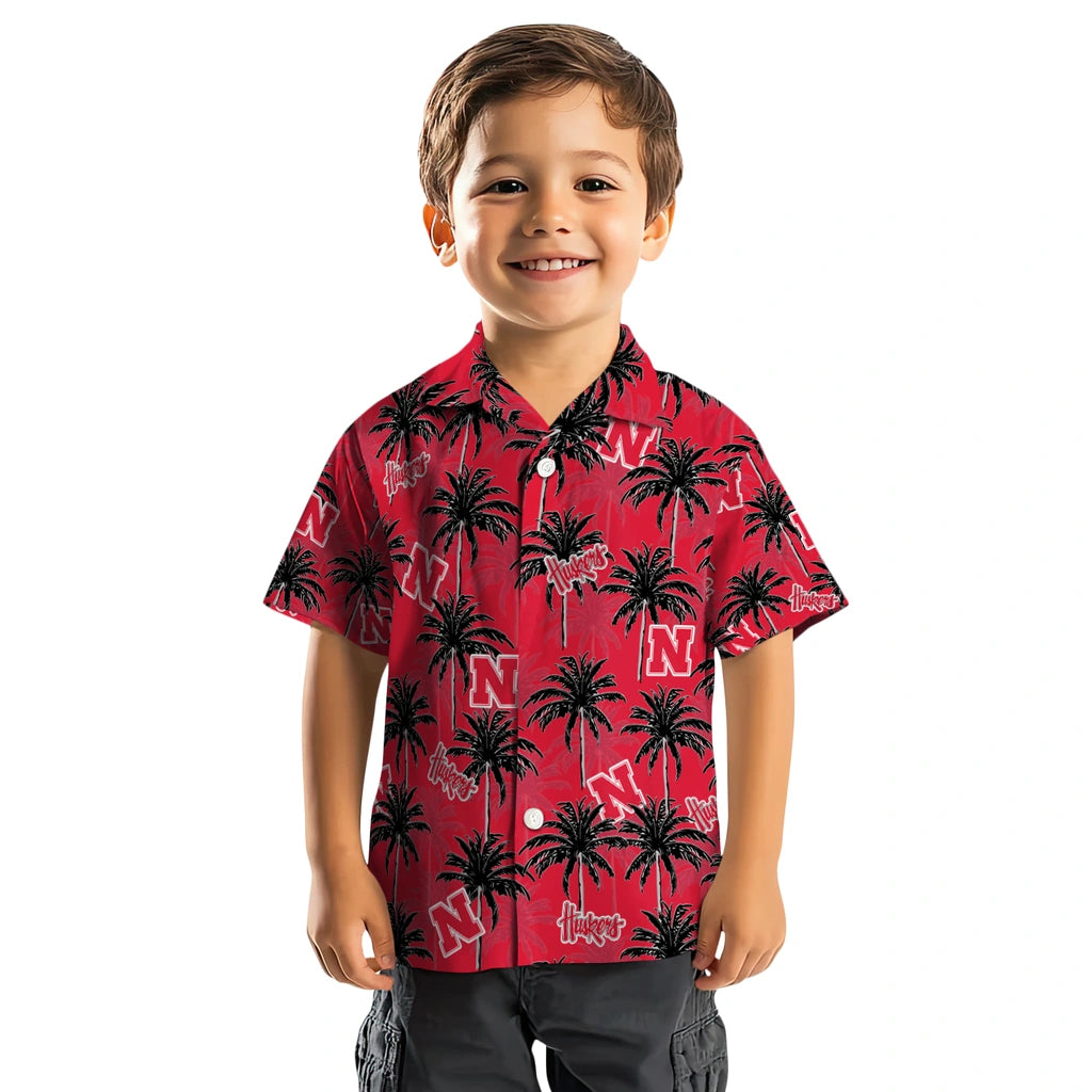 Nebraska Cornhuskers Hawaiian Shirt - Palm Tree Motif | Hula Hawaiian Shirts