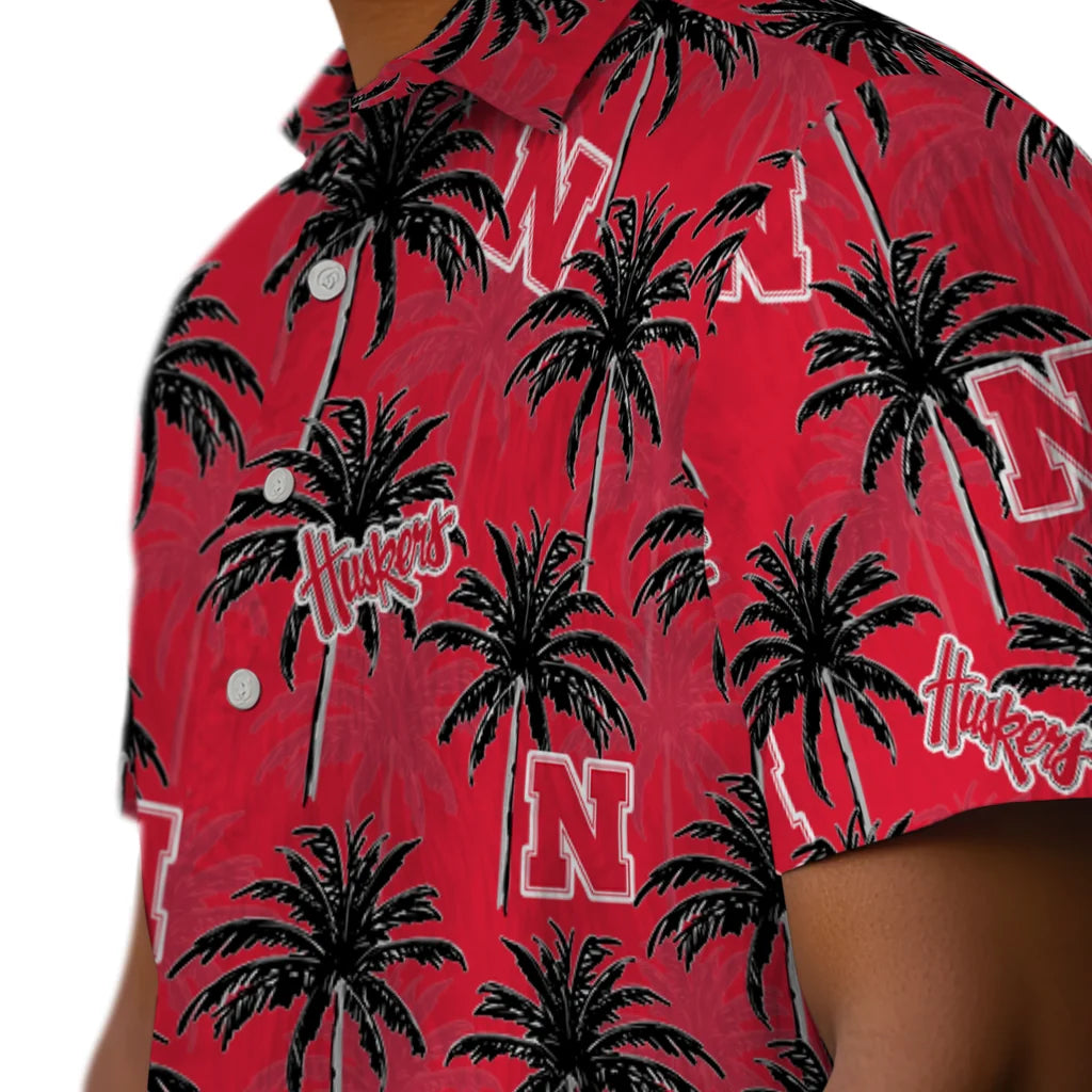 Nebraska Cornhuskers Hawaiian Shirt - Palm Tree Motif | Hula Hawaiian Shirts