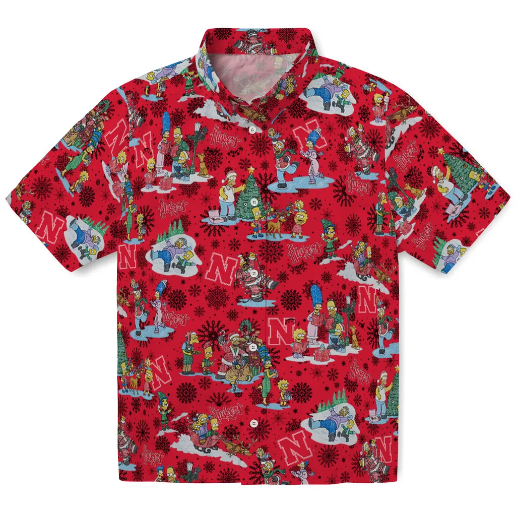 Nebraska Cornhuskers Hawaiian Shirt - Simpsons Christmas | Hula Hawaiian Shirts