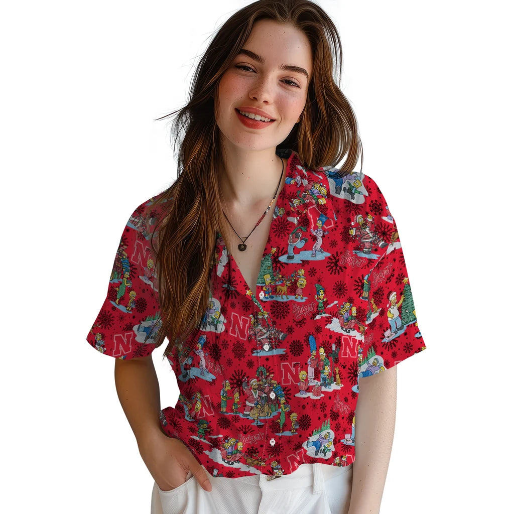 Nebraska Cornhuskers Hawaiian Shirt - Simpsons Christmas | Hula Hawaiian Shirts