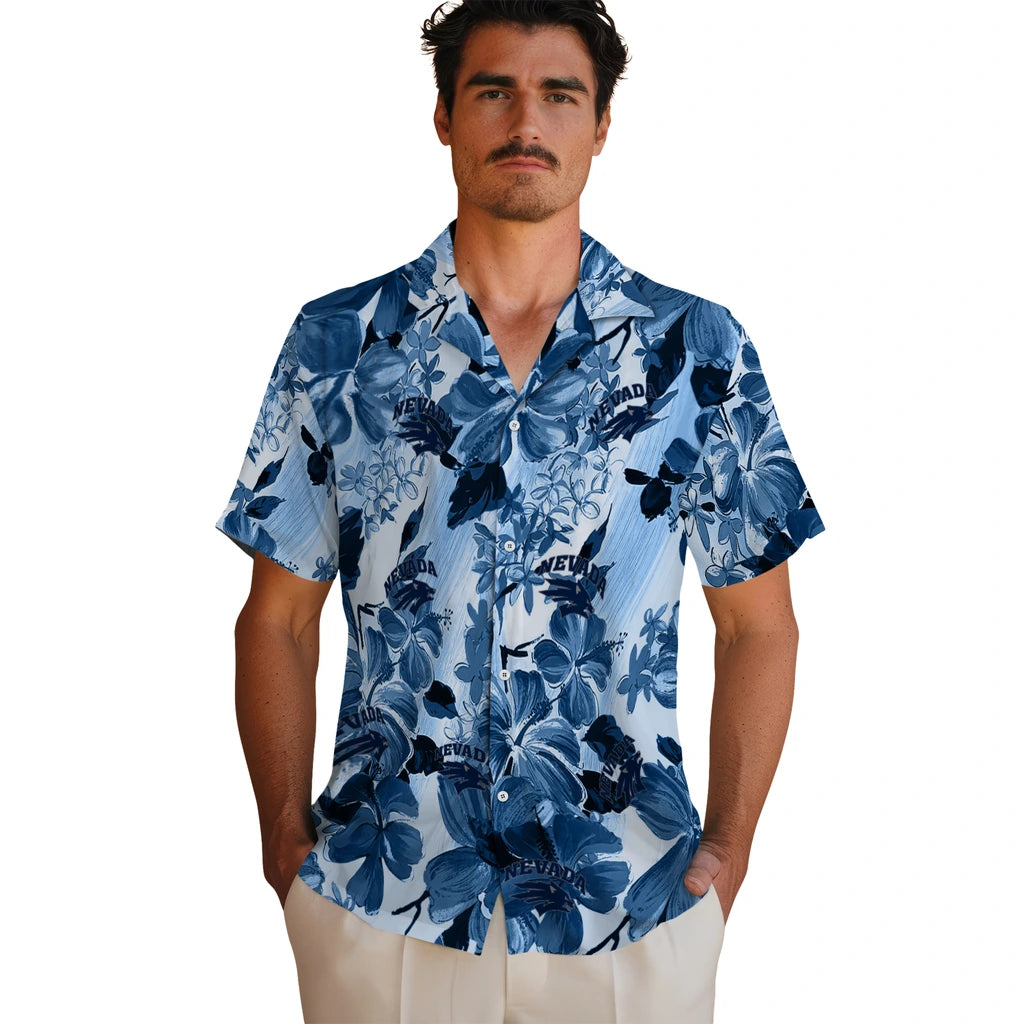 Nevada Wolf Pack Hawaiian Shirt - Hibiscus Arrangement | Hula Hawaiian Shirts