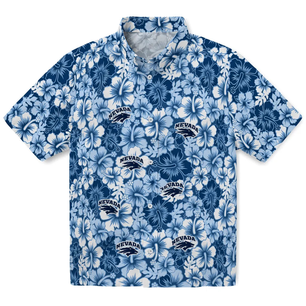 Nevada Wolf Pack Hawaiian Shirt - Hibiscus Blooms | Hula Hawaiian Shirts