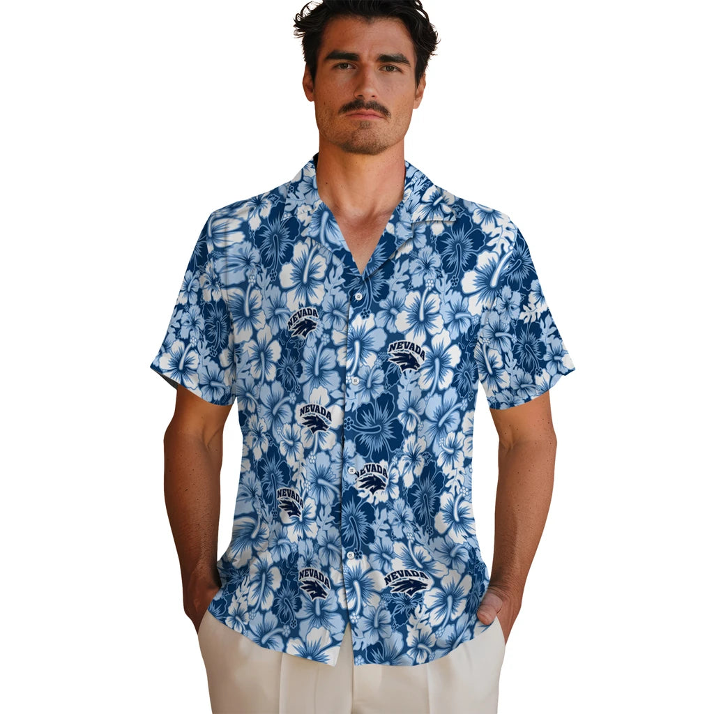Nevada Wolf Pack Hawaiian Shirt - Hibiscus Blooms | Hula Hawaiian Shirts