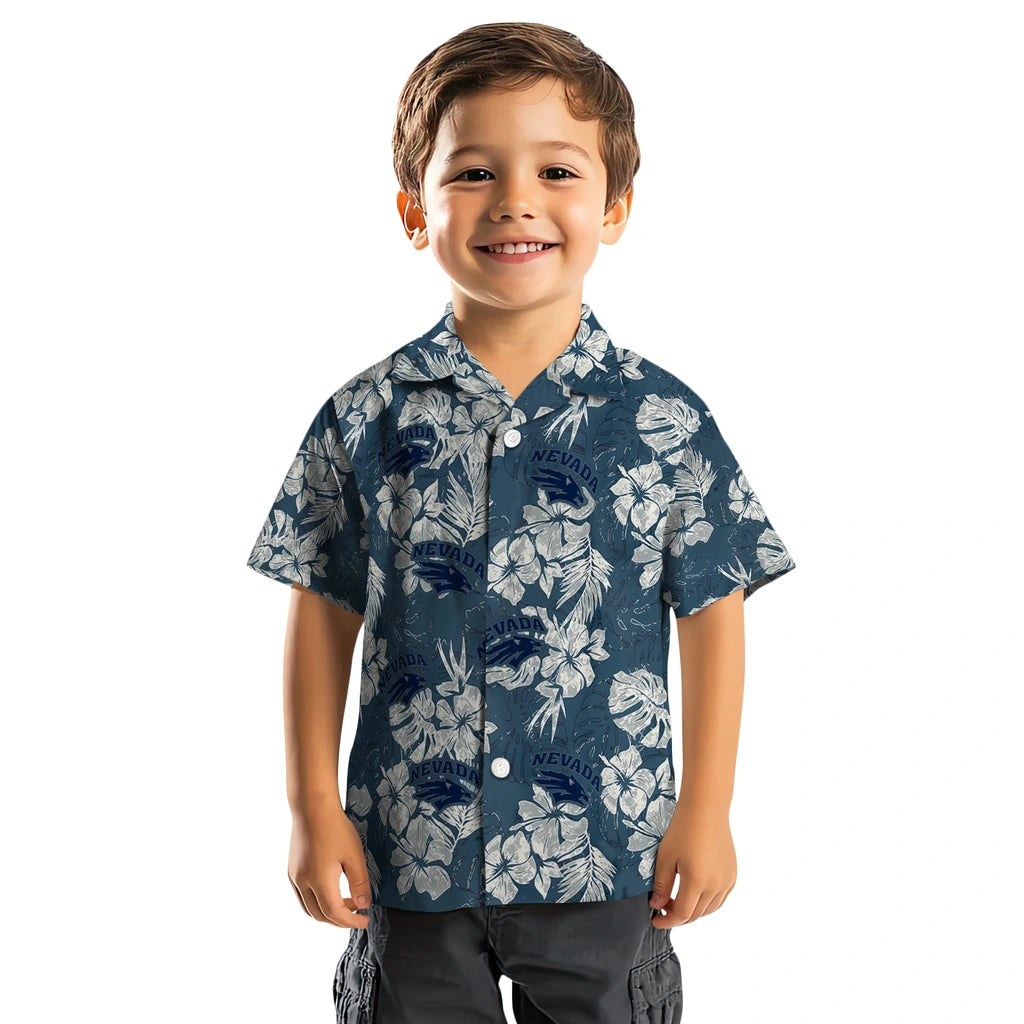 Nevada Wolf Pack Hawaiian Shirt - Hibiscus Flowers | Hula Hawaiian Shirts