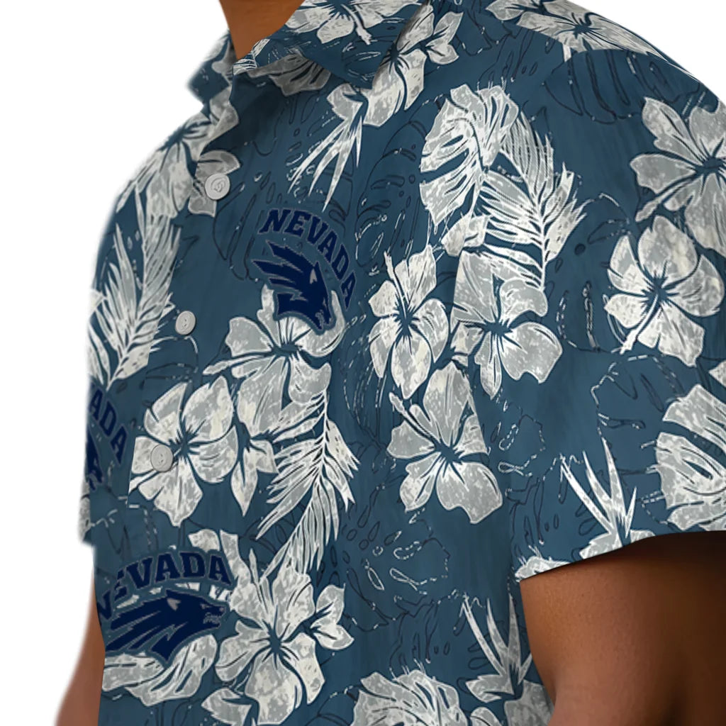 Nevada Wolf Pack Hawaiian Shirt - Hibiscus Flowers | Hula Hawaiian Shirts